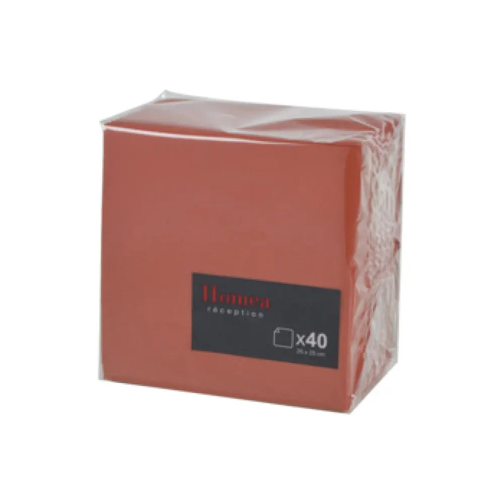 40 Serviettes Cocktail Micro-Gaufrées - 25x25cm / Terracotta