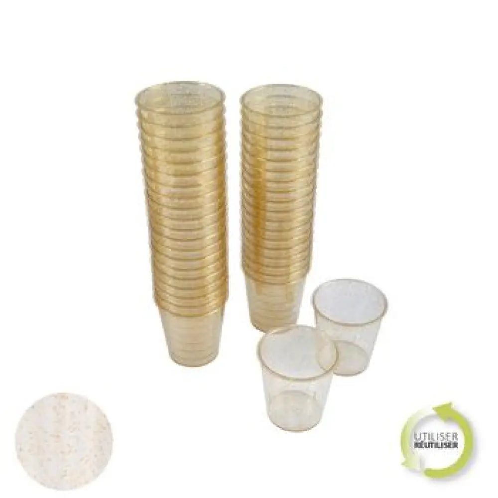 40 Mini Verrines 30ml - PAILLETTE OR