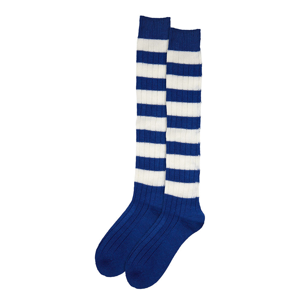 Chaussettes hautes épaisses Bleu cobalt/Blanc 41/47