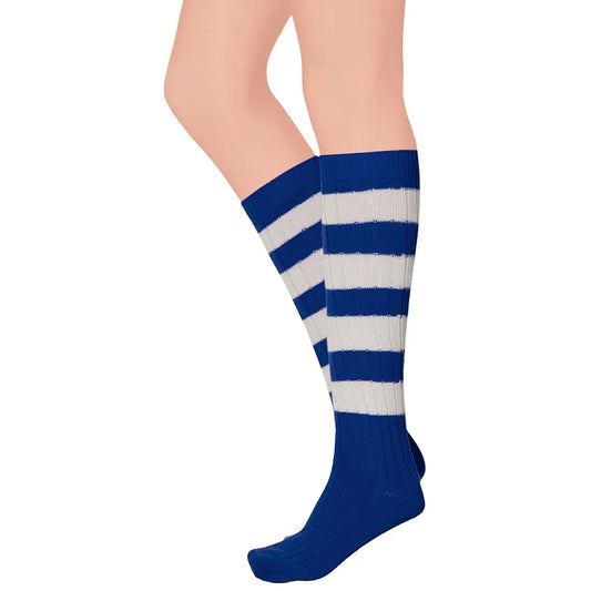 Chaussettes hautes épaisses Bleu cobalt/Blanc 41/47
