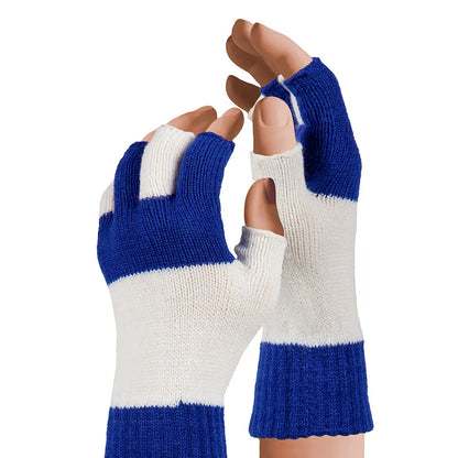 Mitaines laine Bleu cobalt/Blanc OS