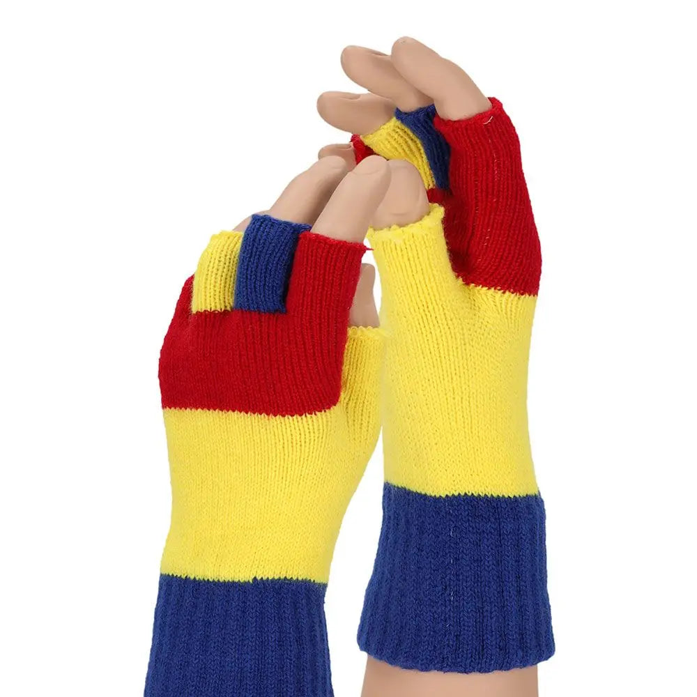 Mitaines laine Bleu cobalt/Jaune/Rouge OS