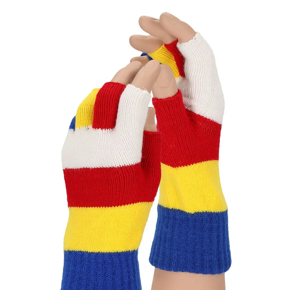 Mitaines laine Bleu cobalt/Jaune/Rouge/Blanc OS