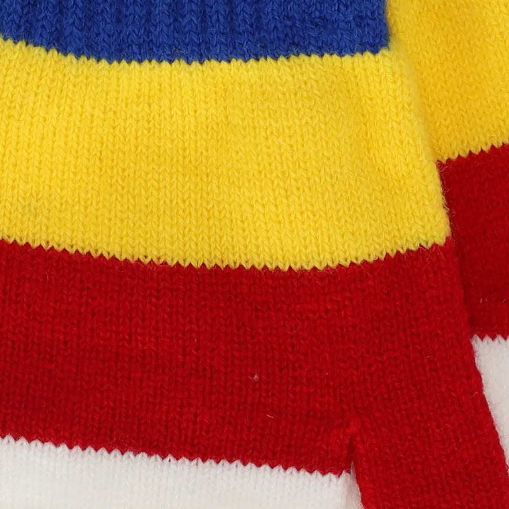 Mitaines laine Bleu cobalt/Jaune/Rouge/Blanc OS