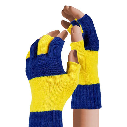 Mitaines laine Bleu cobalt/Jaune OS