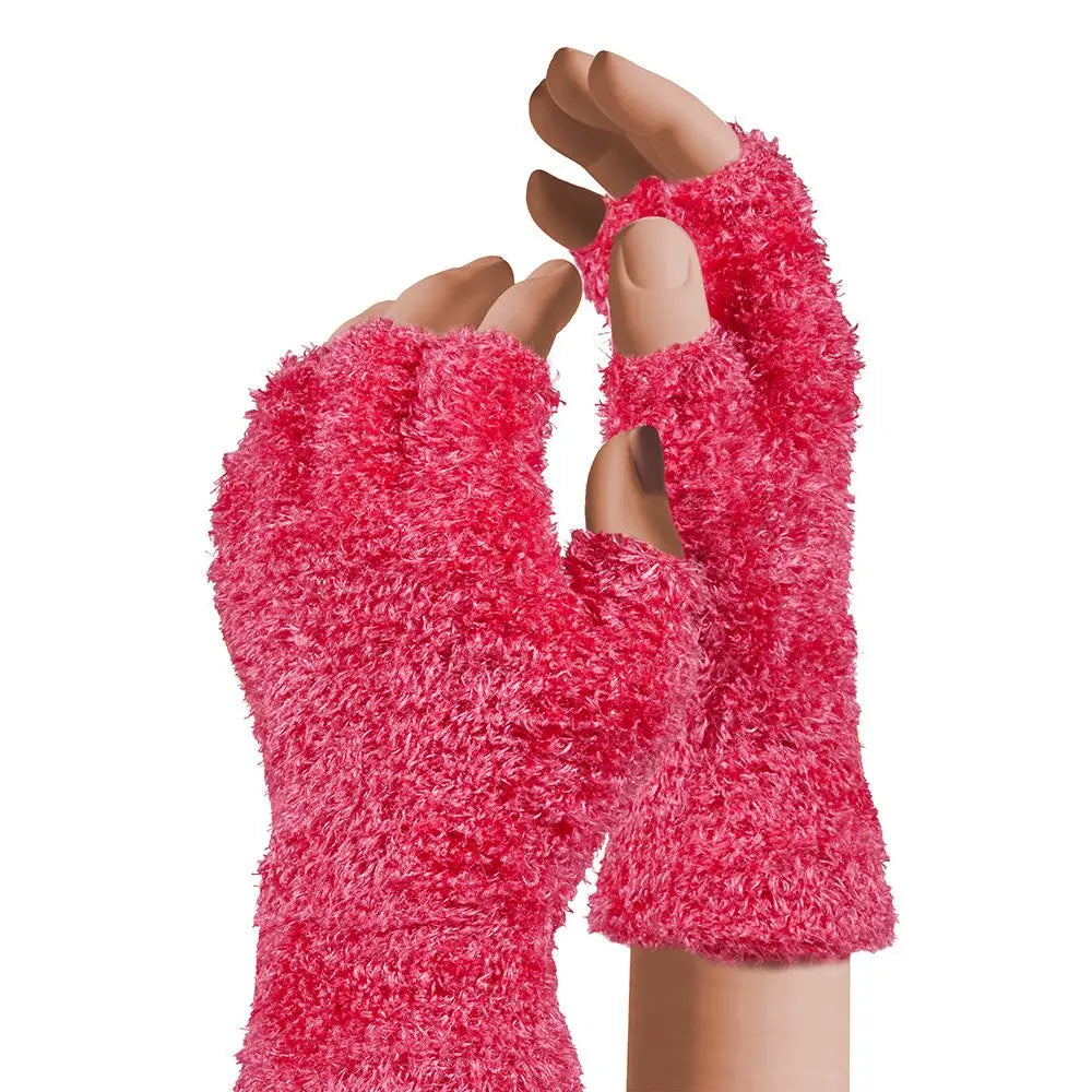 Mitaines peluche Rose fluo OS