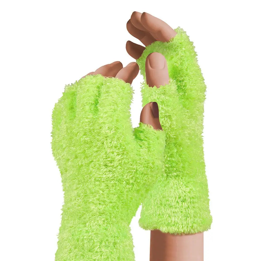 Mitaines peluche Jaune fluo OS