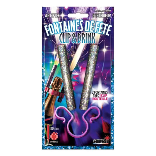 2 Fontaines de fête - 50 secondes - 120 mm (Avec clip bouteille)
