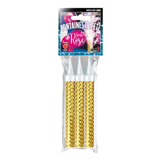 3 Fontaines de fête - 50 secondes - 120 mm (Gerbe Rose)