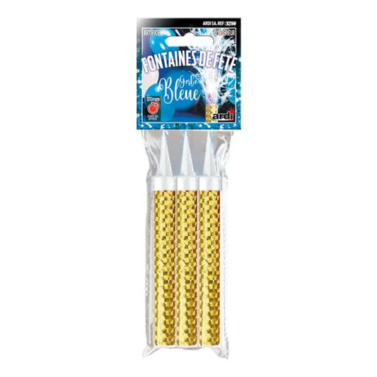 3 Fontaines de fête - 50 secondes - 120 mm (Gerbe Bleu)