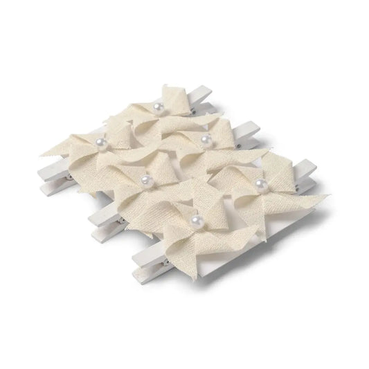 6 Mini-pinces moulin effet lin - 5 x 3,5 cm