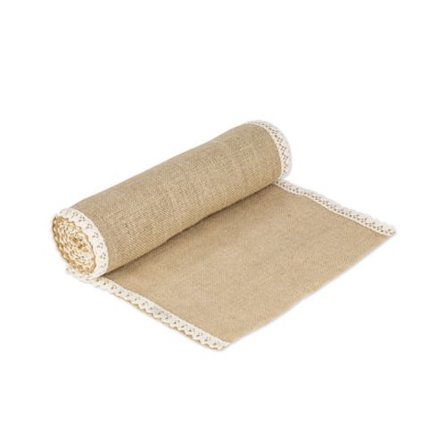 CHEMIN DE TABLE JUTE ET DENTELLE 36CM X 5M