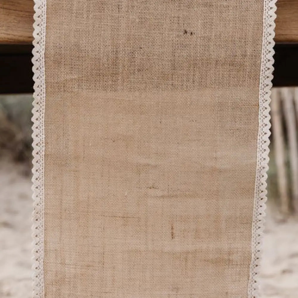 CHEMIN DE TABLE JUTE ET DENTELLE 36CM X 5M