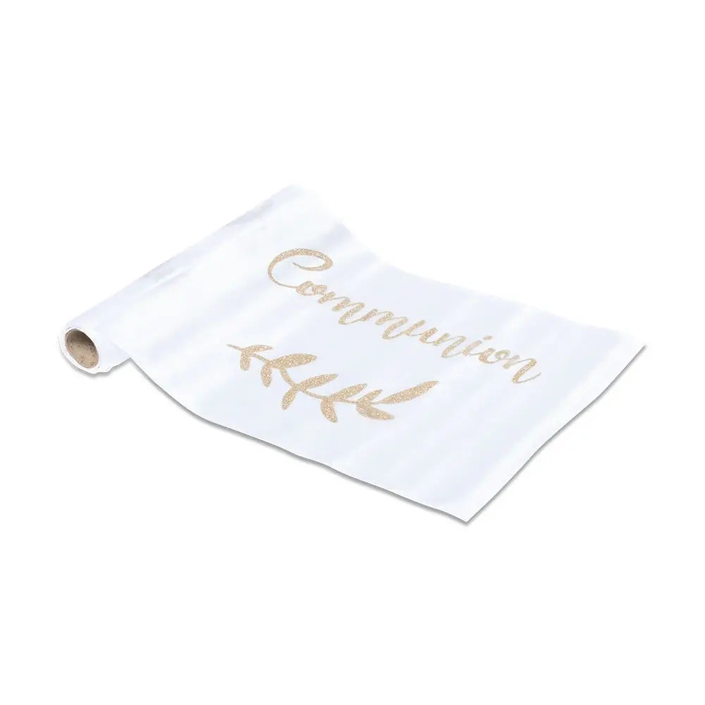 Chemin de table en satin "Communion" Paillettes - 28 cm x 5 m