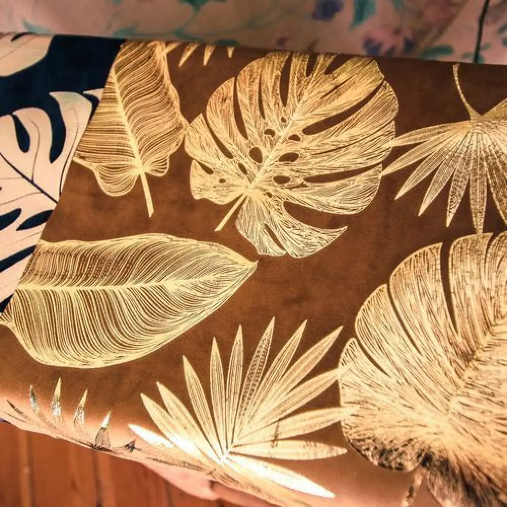 Chemin de Table Jungle Velours Camel et Or 28cmx3m