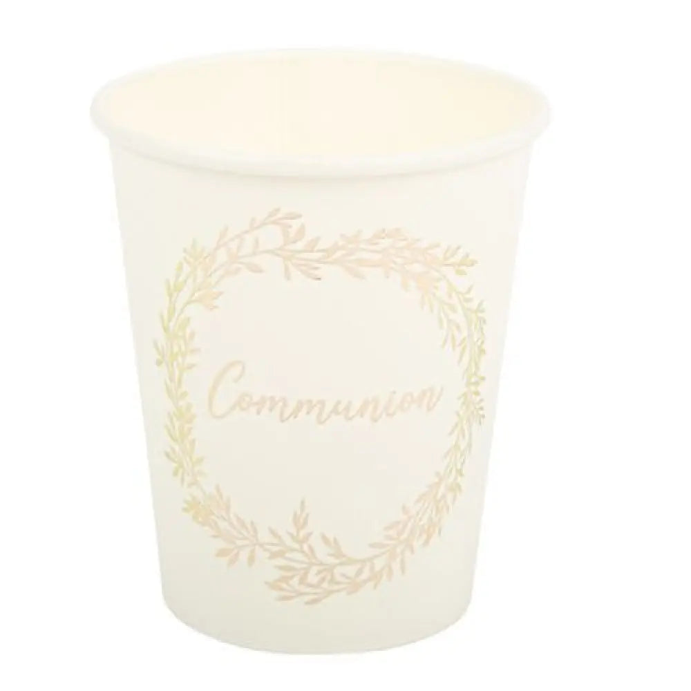 8 Gobelets en Carton 25cl "Communion" -Impression Métallisée Or