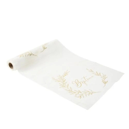 Chemin de Table en mousseline - "Baptême" Or - 28 cm x 5 m