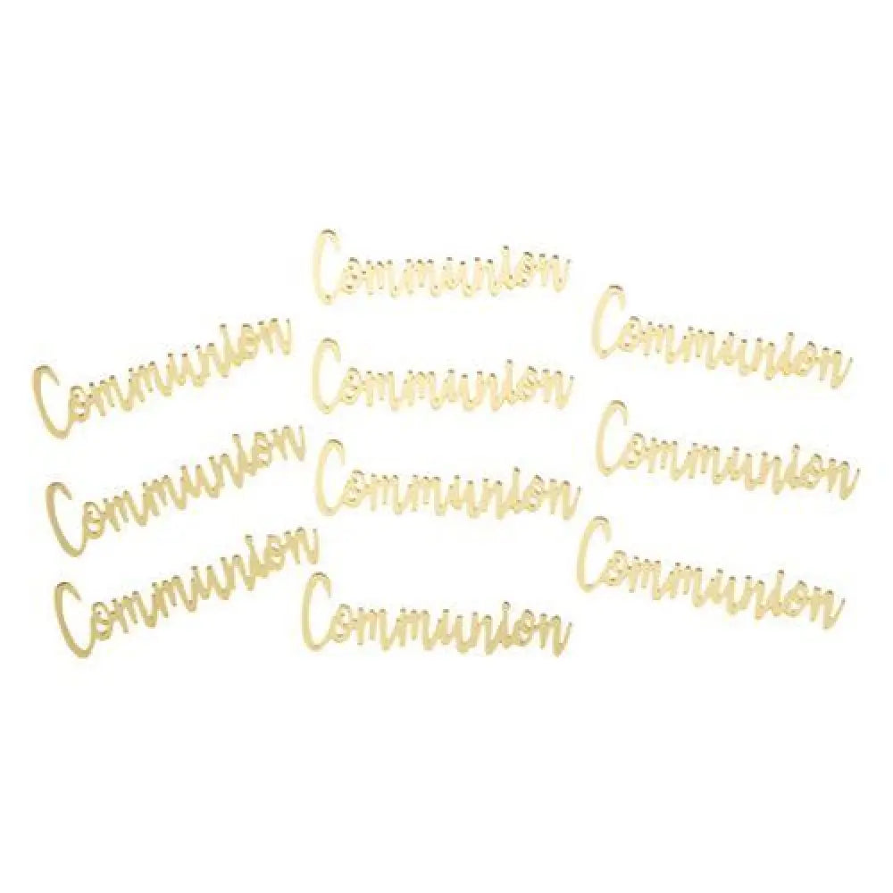 10 Décos à parsemer "Communion" en plexi or - 6 x 1,8 cm