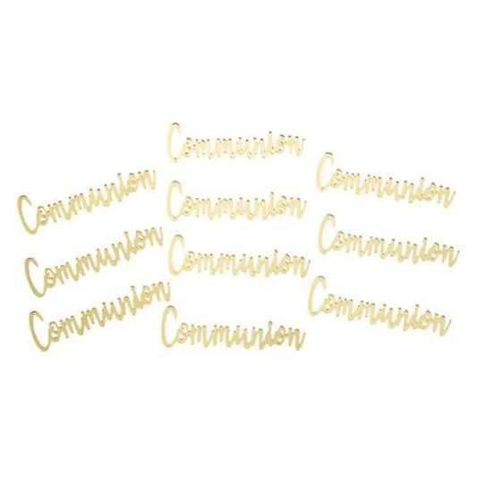 10 Décos à parsemer "Communion" en plexi or - 6 x 1,8 cm