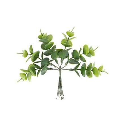 6 Mini Branches d'Eucalyptus Vert sur Tige - 15 cm