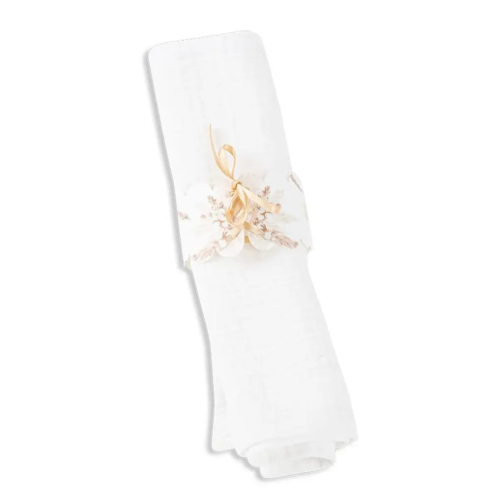 10 Ronds de serviette pampas avec ruban satin taupe - 16 x 4 cm