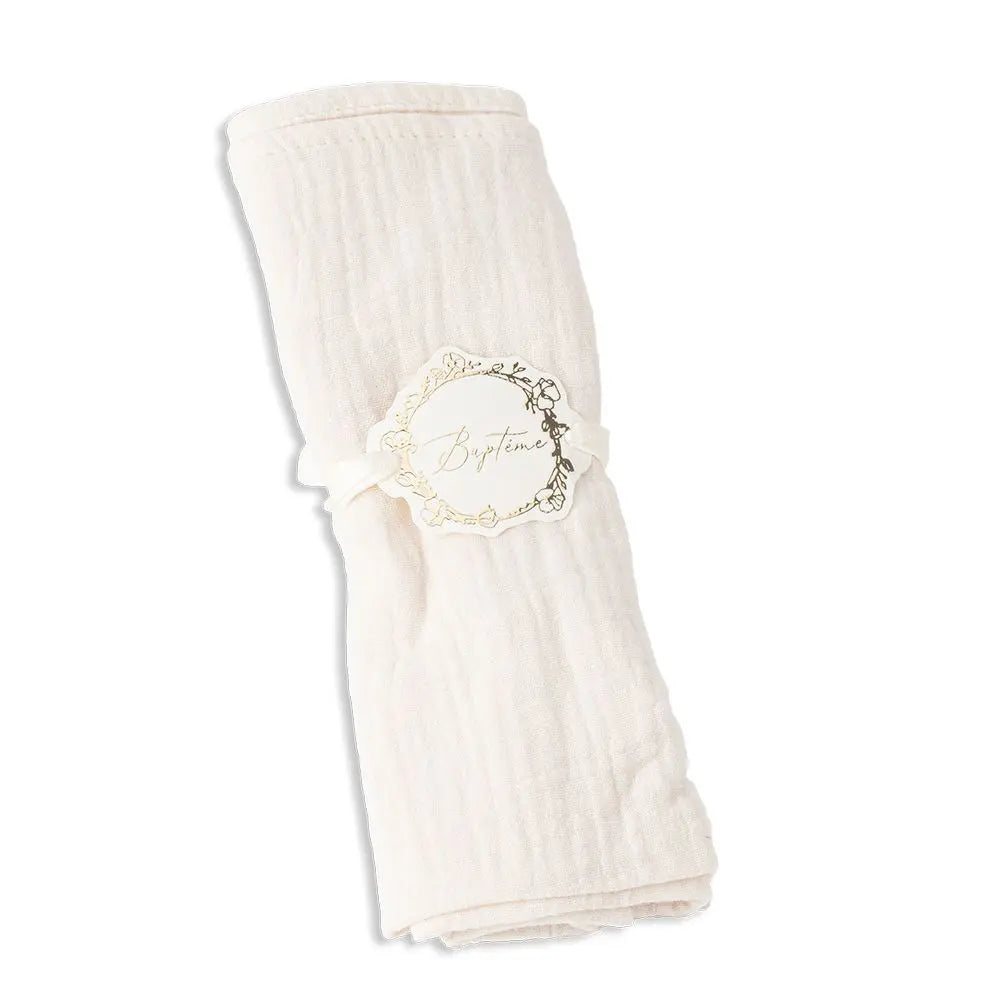10 Ronds de Serviette avec ruban "Baptême" embossé or - 38 x 4 cm