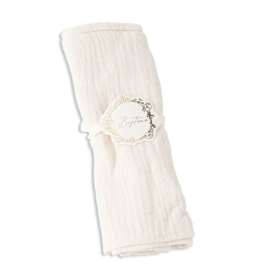 10 Ronds de Serviette avec ruban "Baptême" embossé or - 38 x 4 cm