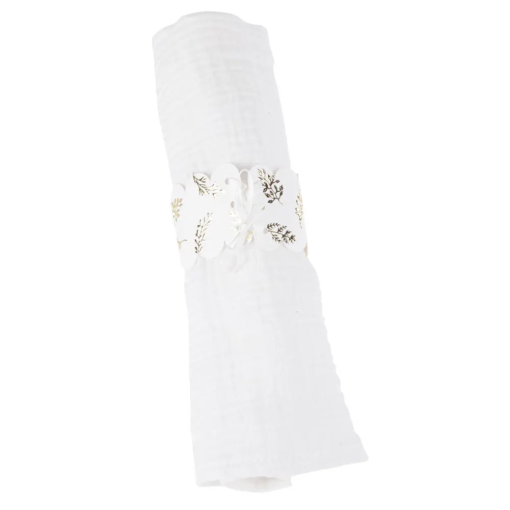 10 Ronds de Serviette avec ruban "Communion" embossé Or - 16 x 4 cm