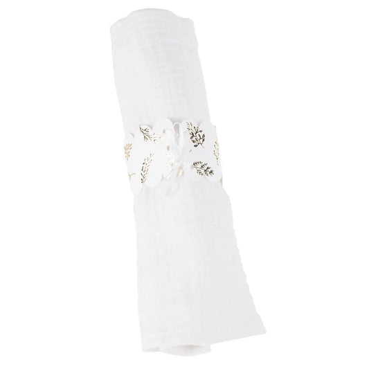 10 Ronds de Serviette avec ruban "Communion" embossé Or - 16 x 4 cm