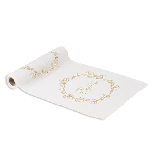 Chemin de table en mousseline  - "Baptême" Or - 28 cm x 5 m