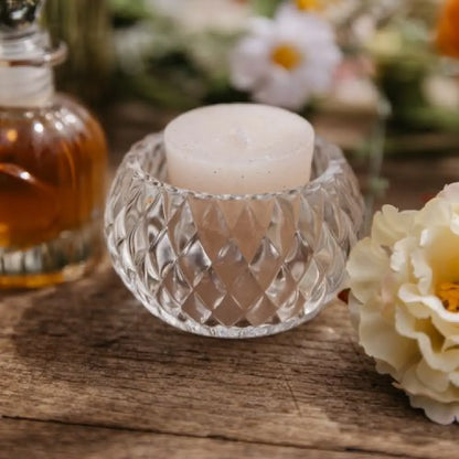 Bougeoir Chloé Verre Transparent Rainuré - Ø7,5x4,5cm