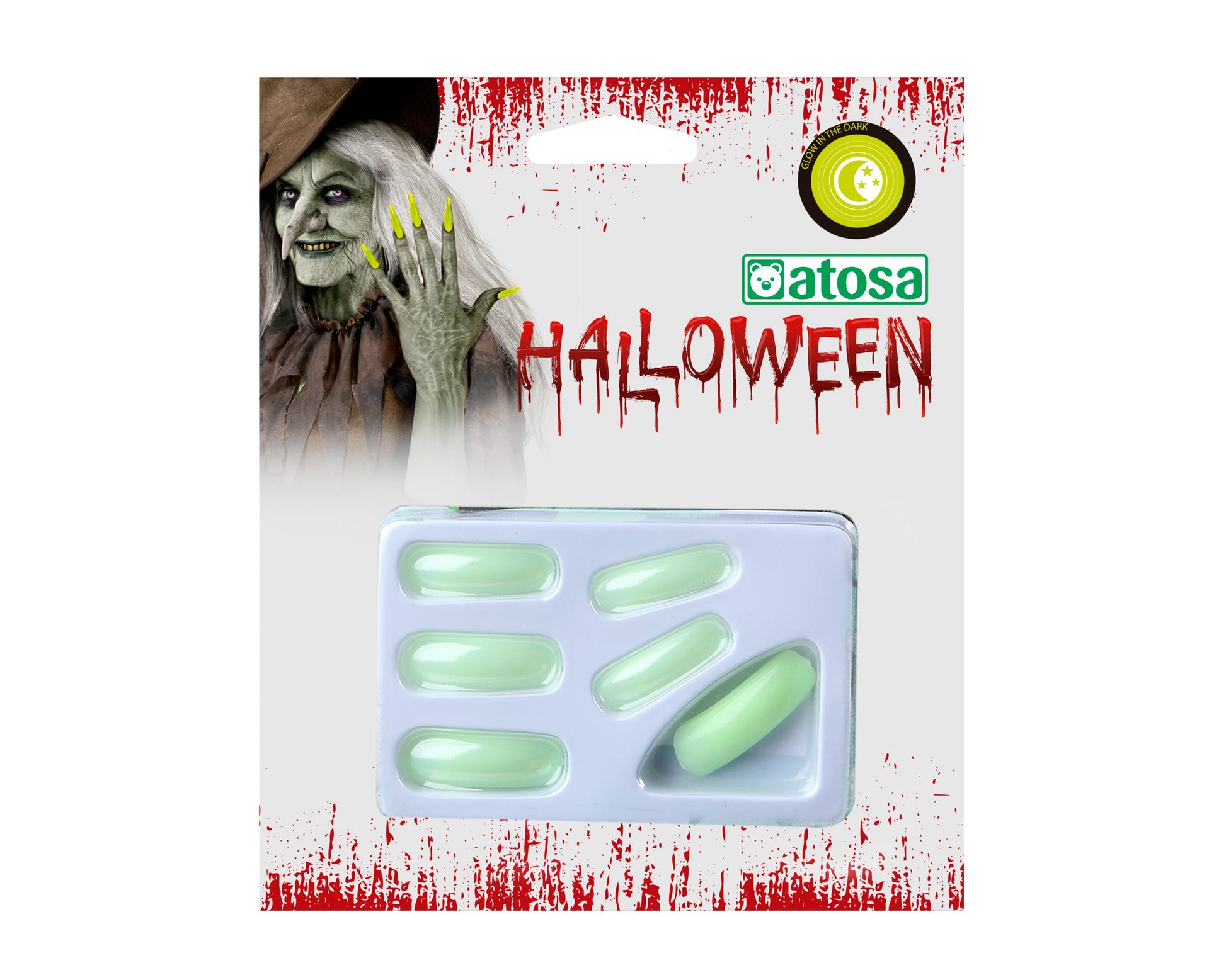 FAUX ONGLES HALLOWEEN FLUORESCENT DANS LE NOIR