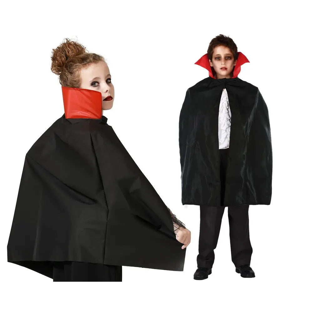 Cape avec Col - Noir et Rouge - Enfant 70 cm