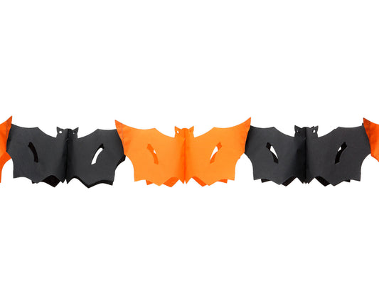 GUIRLANDE DE CHAUVES-SOURIS ORANGE ET NOIRE HALLOWEEN 300CM