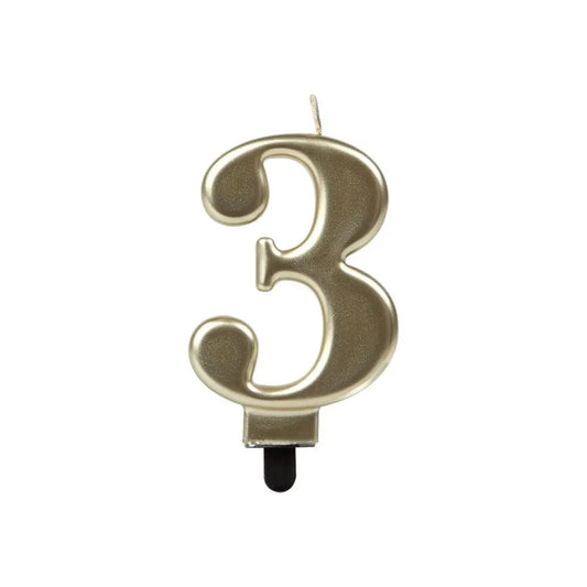 Bougie Chiffre "3" - Or