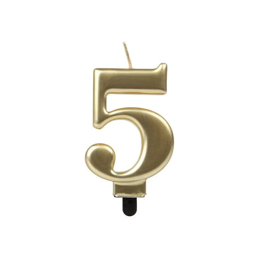 Bougie Chiffre "5" - Or