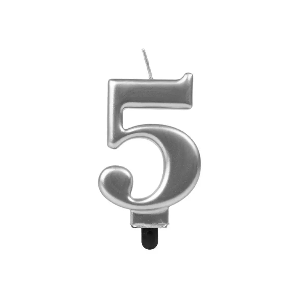 Bougie Chiffre "5" - Argent