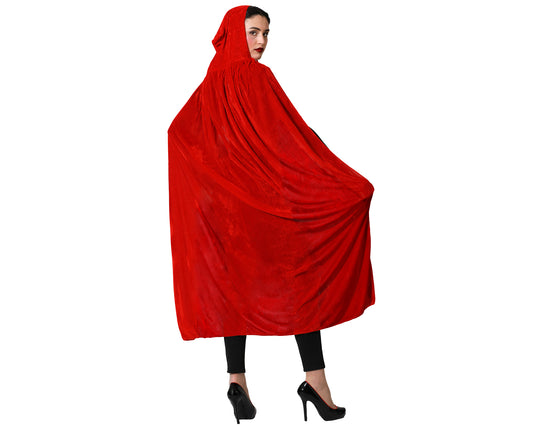 S/RAB/CART. CAPE À CAPUCHE 140CM VELOURS ROUGE