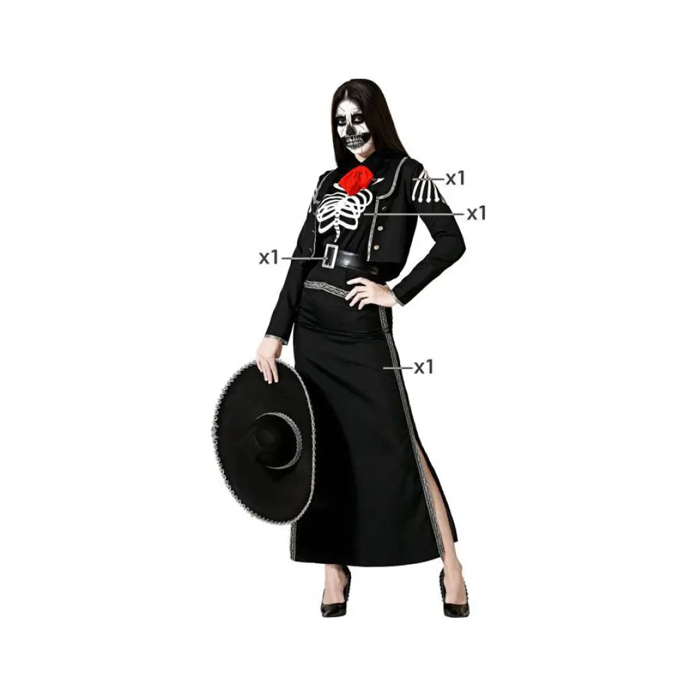 Costume Squelette Mexicain Noir Femme - XL