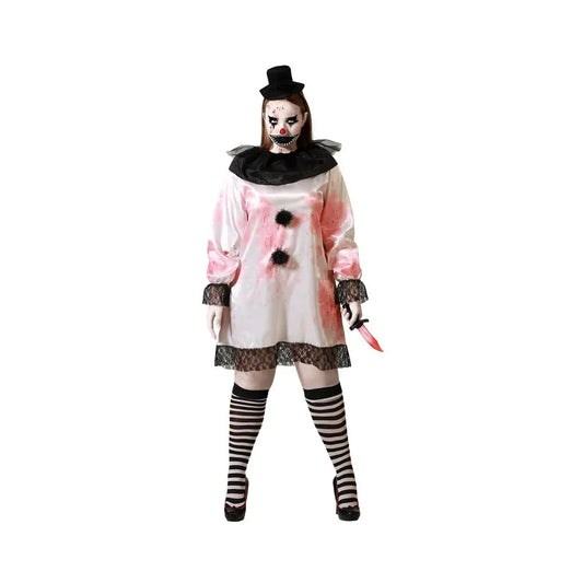 Costume Femme Clown Halloween Blanc - XXL