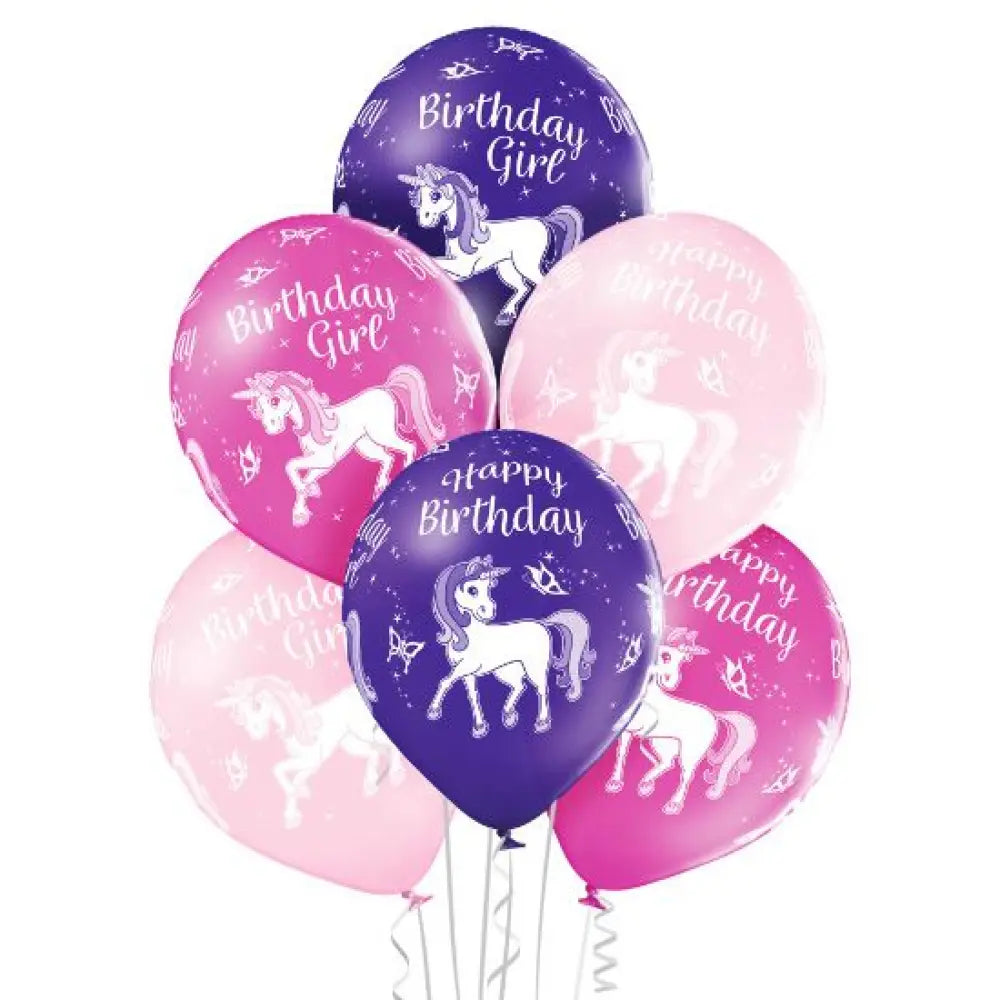 6 Ballons 30cm - Birthday Girl Licorne