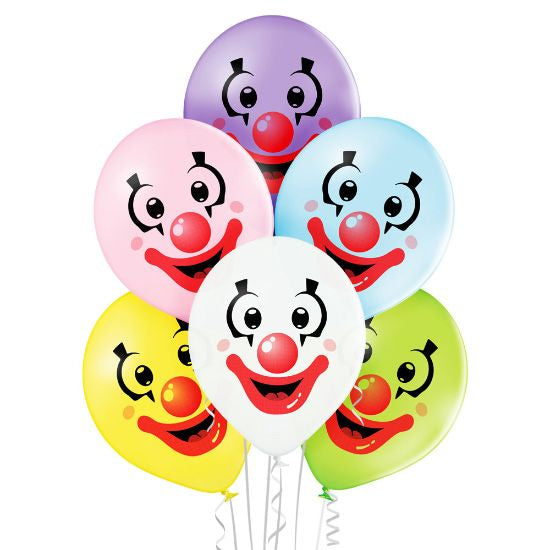 6 Ballons 30cm - Clown Faces