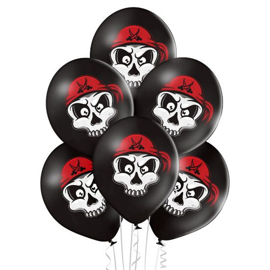 6 Ballons 30cm - Pirate Skull