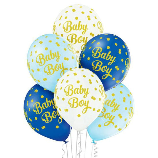 6 Ballons 30cm - Baby Boy Dots