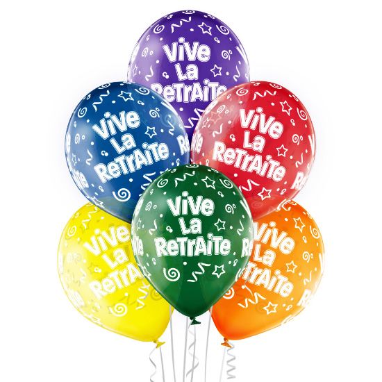 6 Ballons 30cm - Vive la Retraite