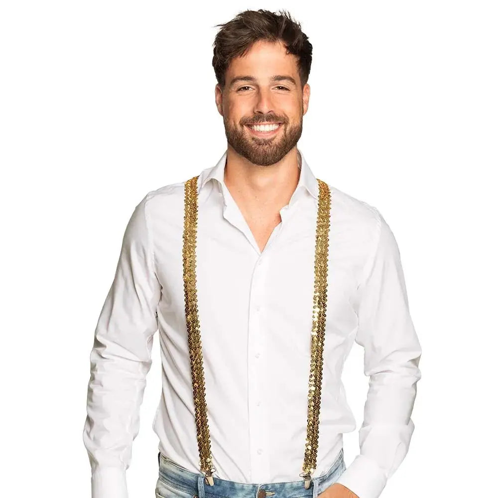 Paire de Bretelles Paillettes Or