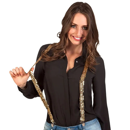 Paire de Bretelles Paillettes Or