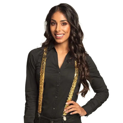 Paire de Bretelles Paillettes Or