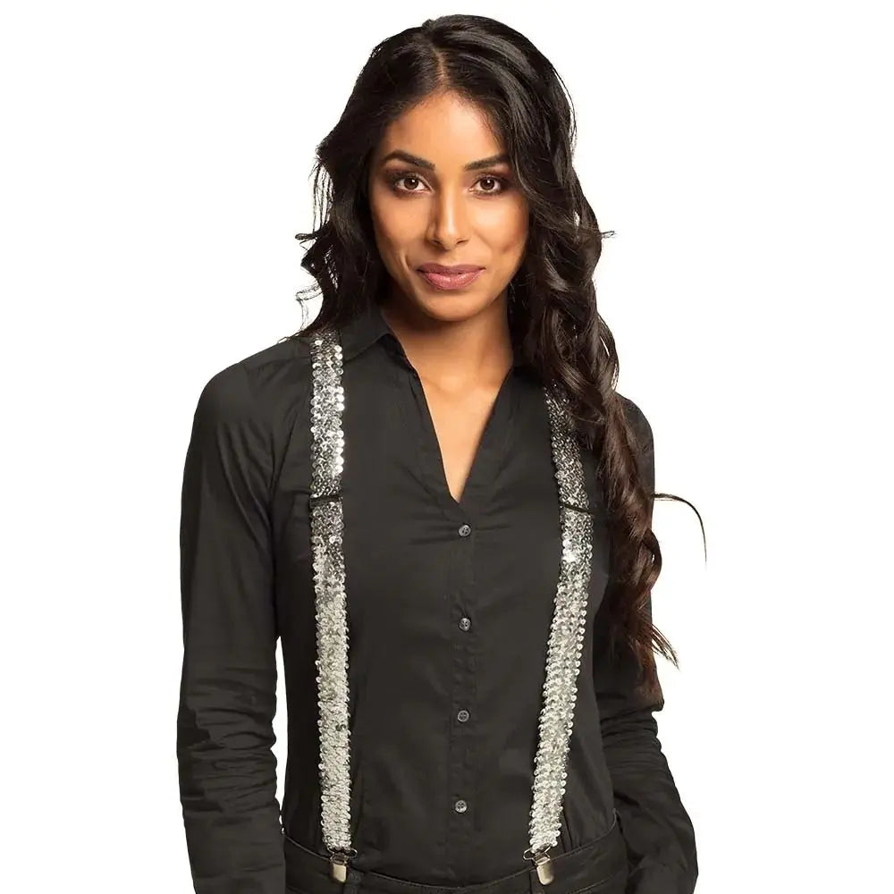 Paire de Bretelles Paillettes Argent