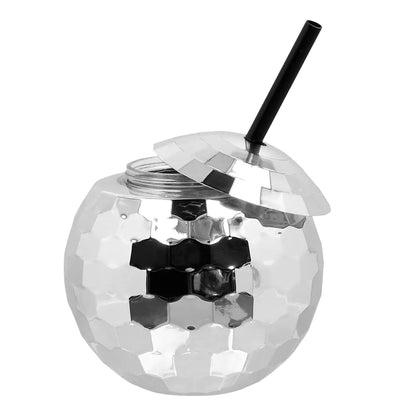 Pc. Gobelet boule disco avec paille argent 650ml Tropique